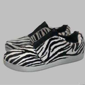 Prada Pony Hair Safari Zebra Slip Ons